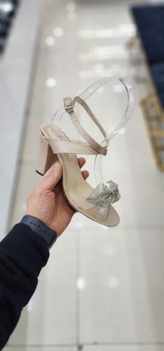 کفش پاشنه بلند دخترانه رنگ کرمی