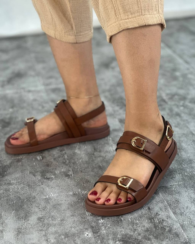 کفش صندل تابستانی رنگ قهوه ای جدید ترند سال