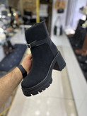 نیمبوت پاشنه بلند دخترانه جیر رنگ مشکی